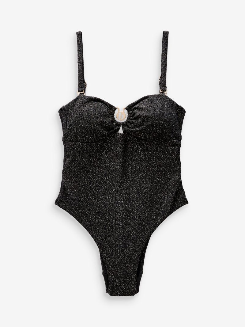 LXH82353 Tummy Control Textured Sparkle Bandeau Swimsuit - Image 6