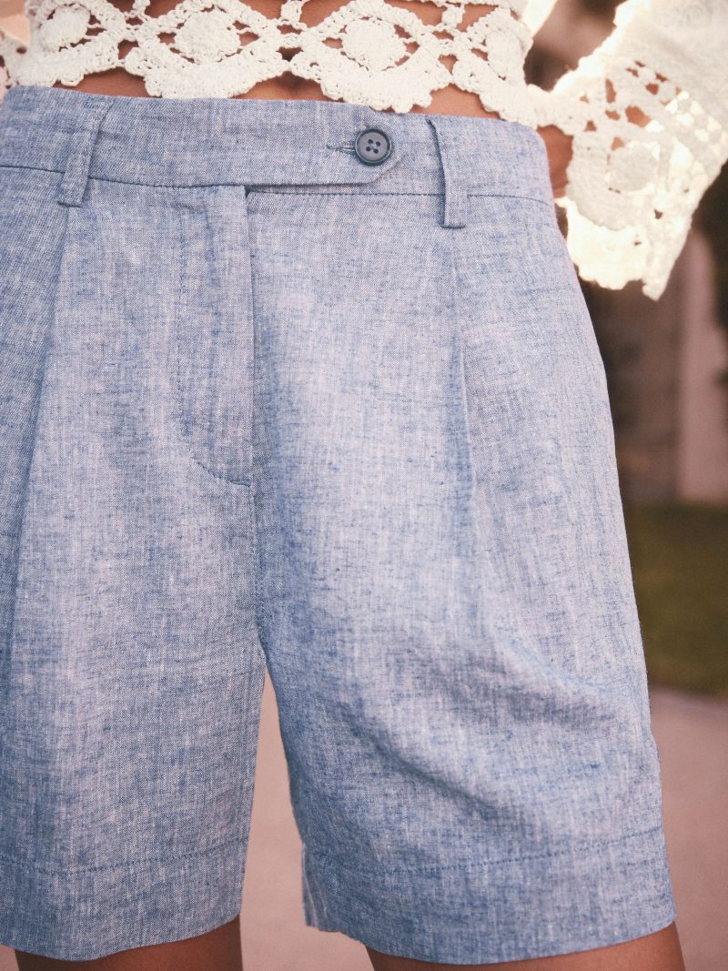 LXH82333 Navy Linen Rich Boy Shorts - Image 4