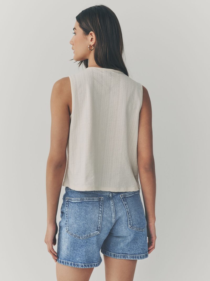 LXH82336 Mid Blue Denim Stretch Mom Shorts - Image 2