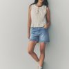 LXH82336 Mid Blue Denim Stretch Mom Shorts - Image 3