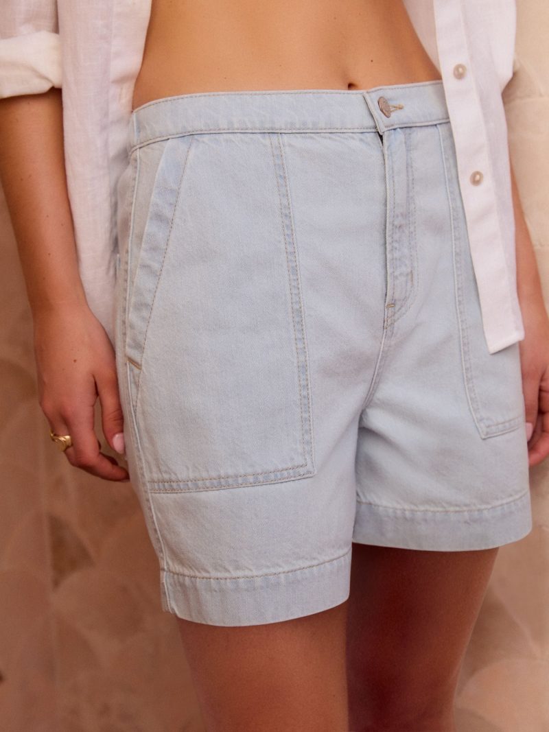 LXH82340 Bleach Utility Lightweight 100% Cotton Denim Shorts - Image 2