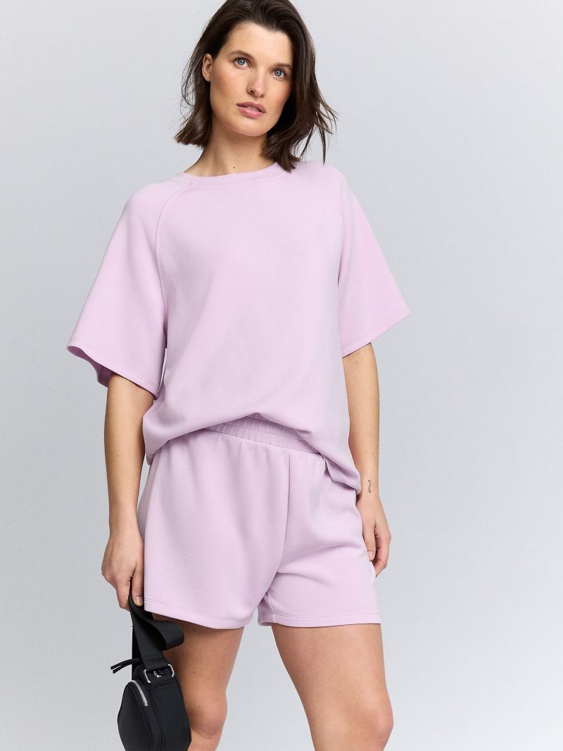 LXH82332 Pink Maternity Soft Touch Co-ord Shorts - Image 3