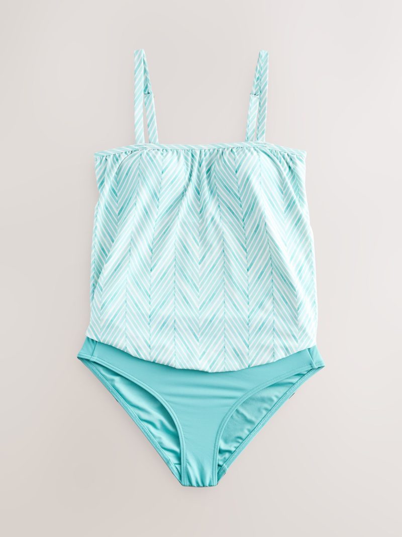 LXH82362 Blue/White Print Blouson Shaping Swimsuit - Image 7