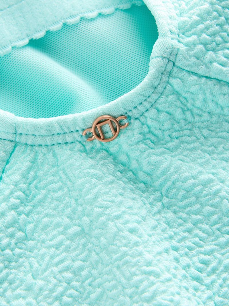 LXH82356 Mint Green Textured Ruched Side Tummy Shaping Control Swimsuit - Image 10