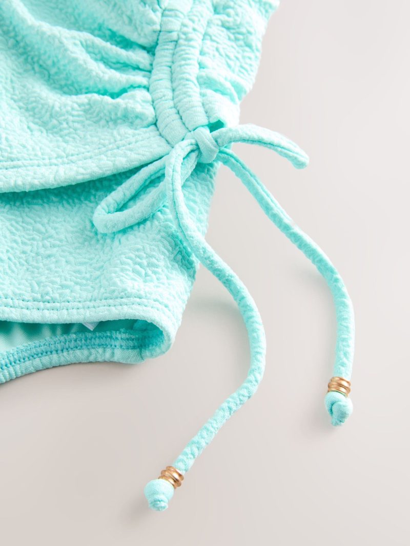 LXH82356 Mint Green Textured Ruched Side Tummy Shaping Control Swimsuit - Image 9