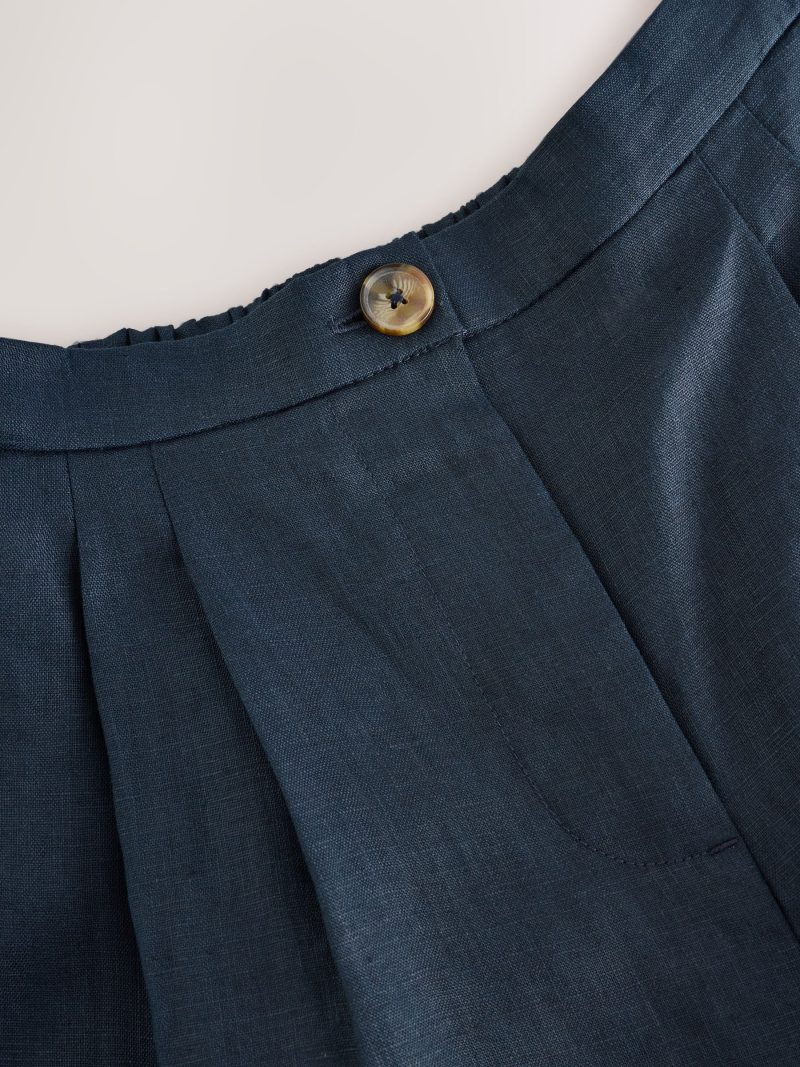 LXH82342 Navy 100% Linen Bermuda Shorts - Image 7