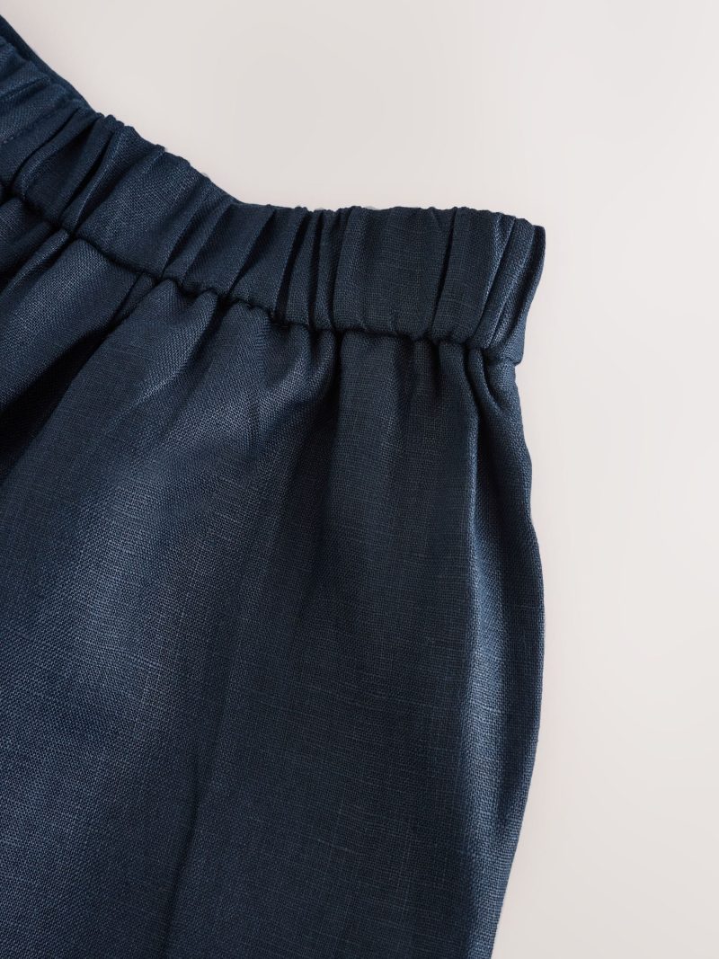 LXH82342 Navy 100% Linen Bermuda Shorts - Image 8