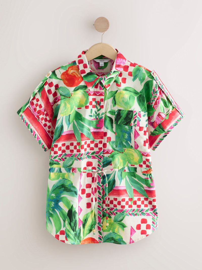 LXH82379 Multi Bright 100% Cotton Tie Waist Shirt - Image 6