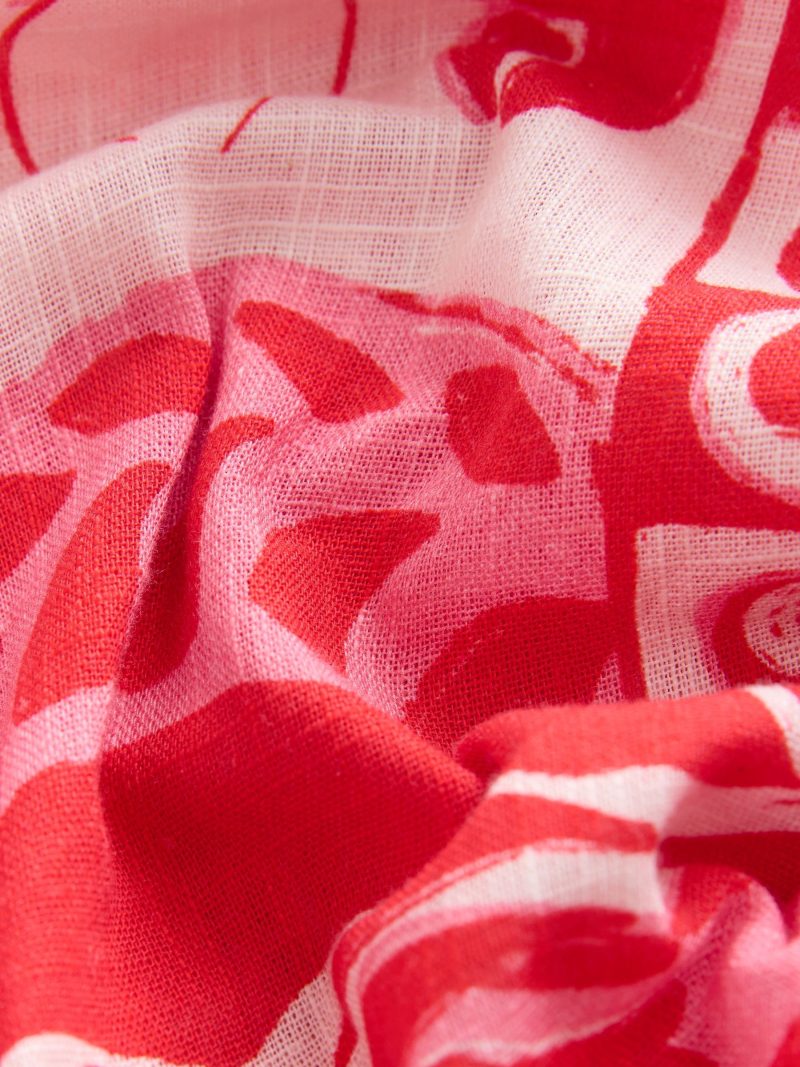 LXH82374 Red/Pink Lobster Print Long Sleeve Shirt With Linen - Image 7