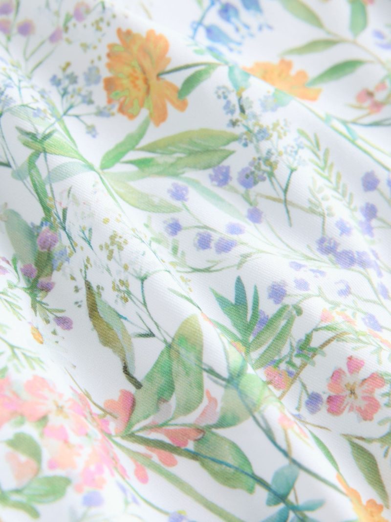 LXH82363 White Ditsy Floral Shaping Shirred Bandeau Skirted Swimdress - Image 2