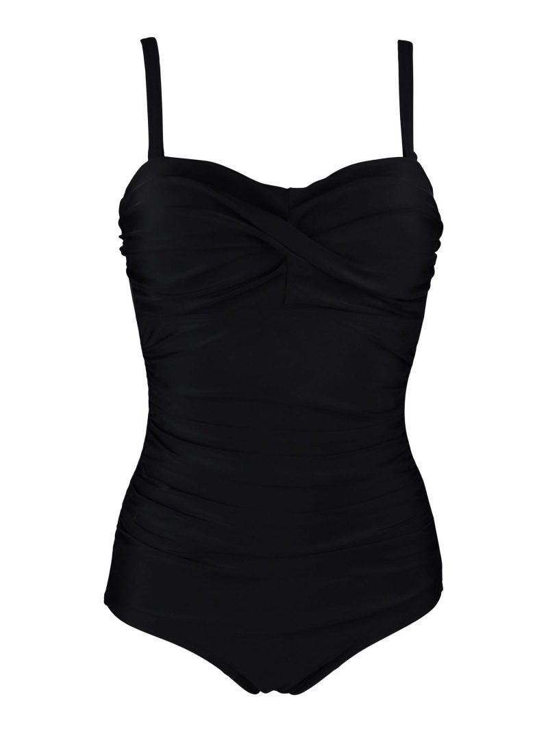 LXH82360 Black Santa Monica Removable Straps Tummy Control Swimsuit - Image 4