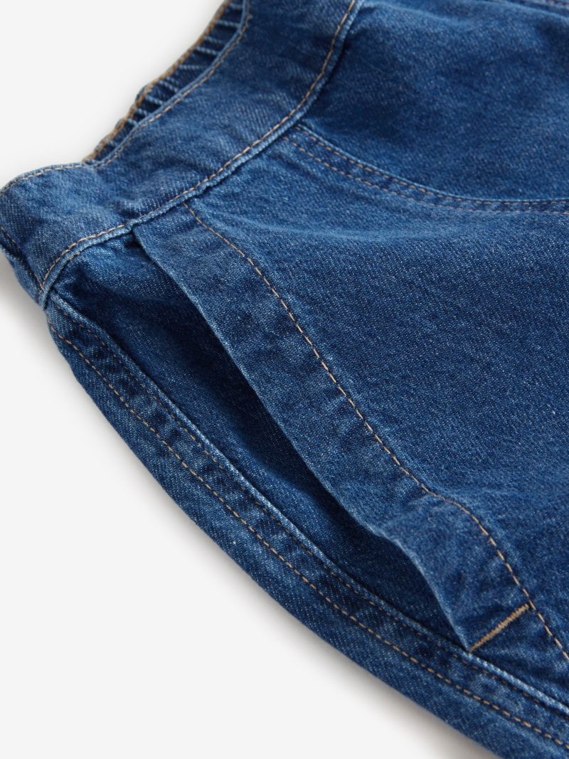 LXH82335 Mid Blue Utility Lightweight 100% Cotton Denim Shorts - Image 7