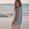 LXH82367 Light Blue Sleeveless Shirt With Linen - Image 2