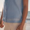 LXH82367 Light Blue Sleeveless Shirt With Linen - Image 4