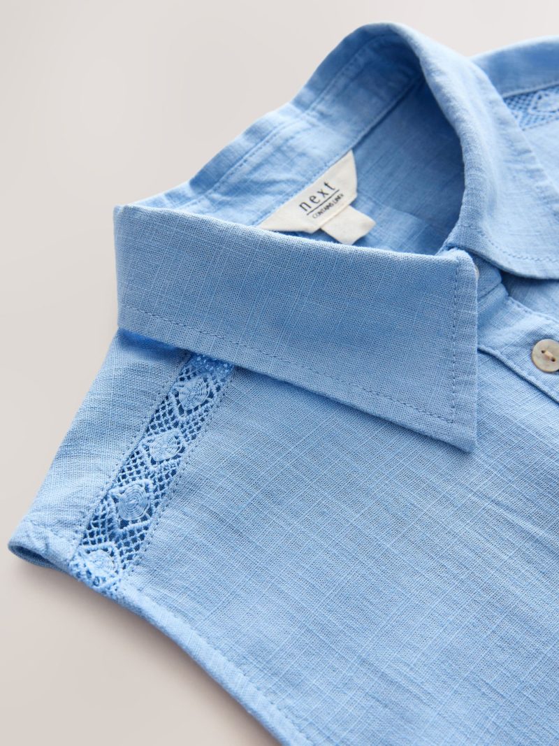 LXH82367 Light Blue Sleeveless Shirt With Linen - Image 6