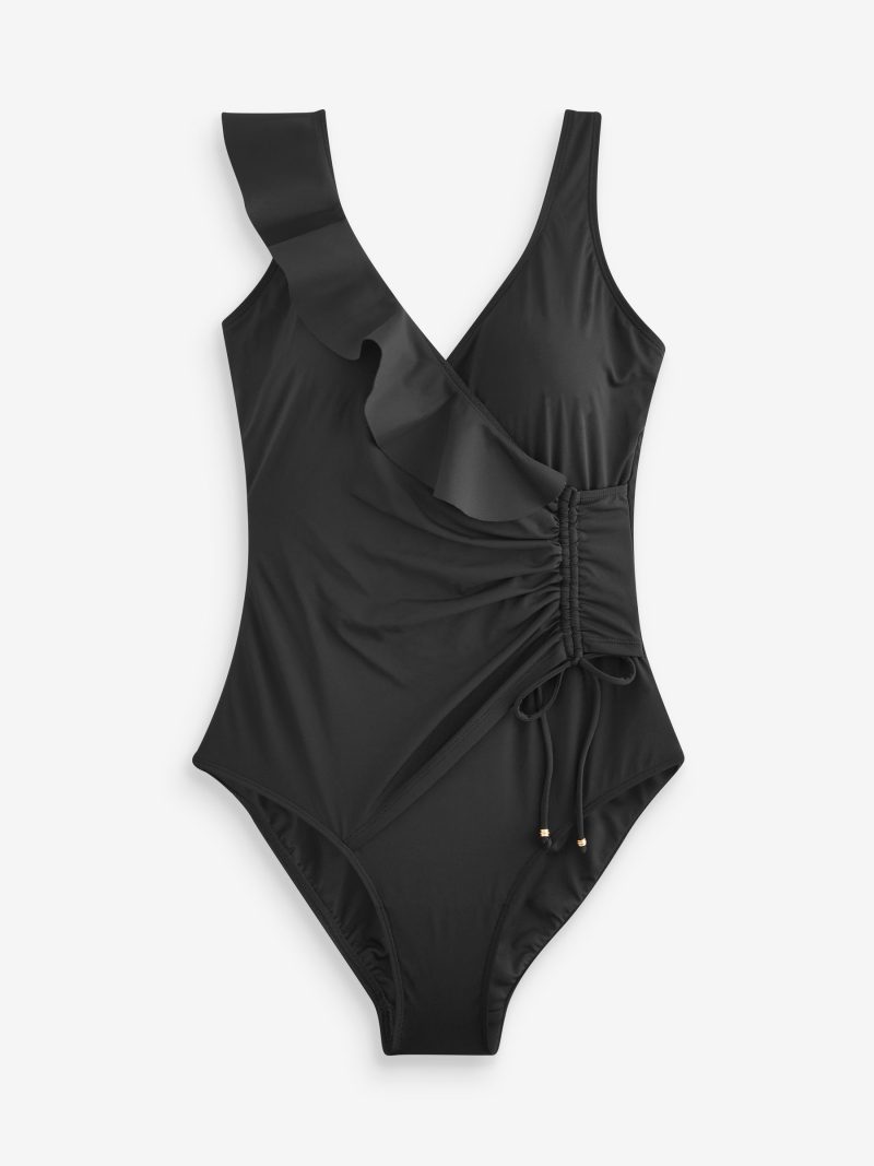 LXH82357 Black Frill Wrap Tummy Shaping Control Swimsuit - Image 6
