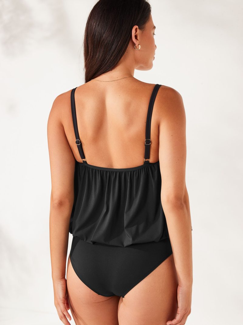 LXH82364 Black Print Blouson Shaping Swimsuit - Image 2